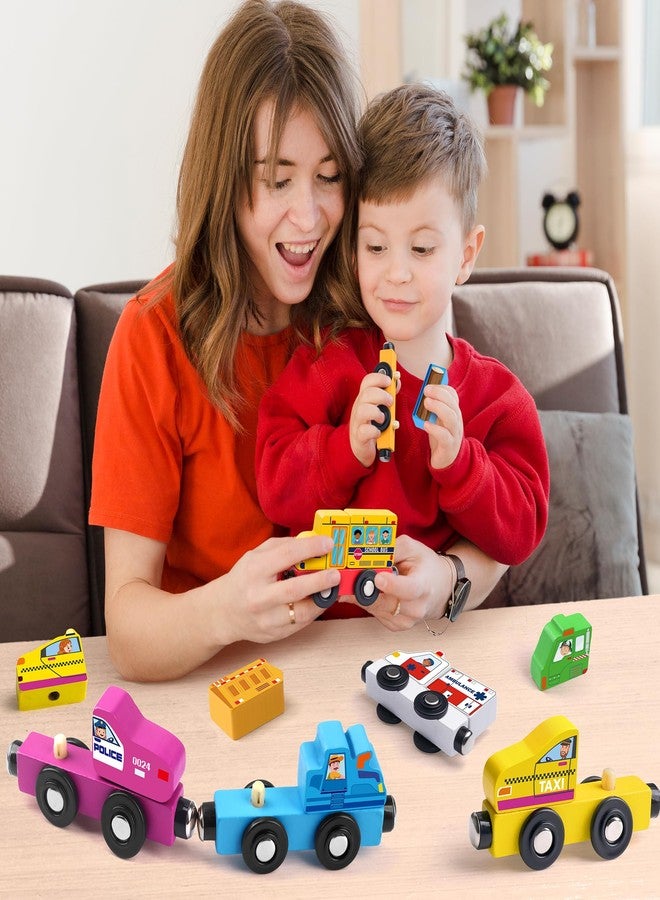 Helsort Wooden Magnetic Trains Cars - 8 Piece Educational and Skill-Building Wooden Toy for Boys and Girls Toys Train, Montessori Fine Motor Skills for Toddlers and Kids Ages 3+ - Image 2